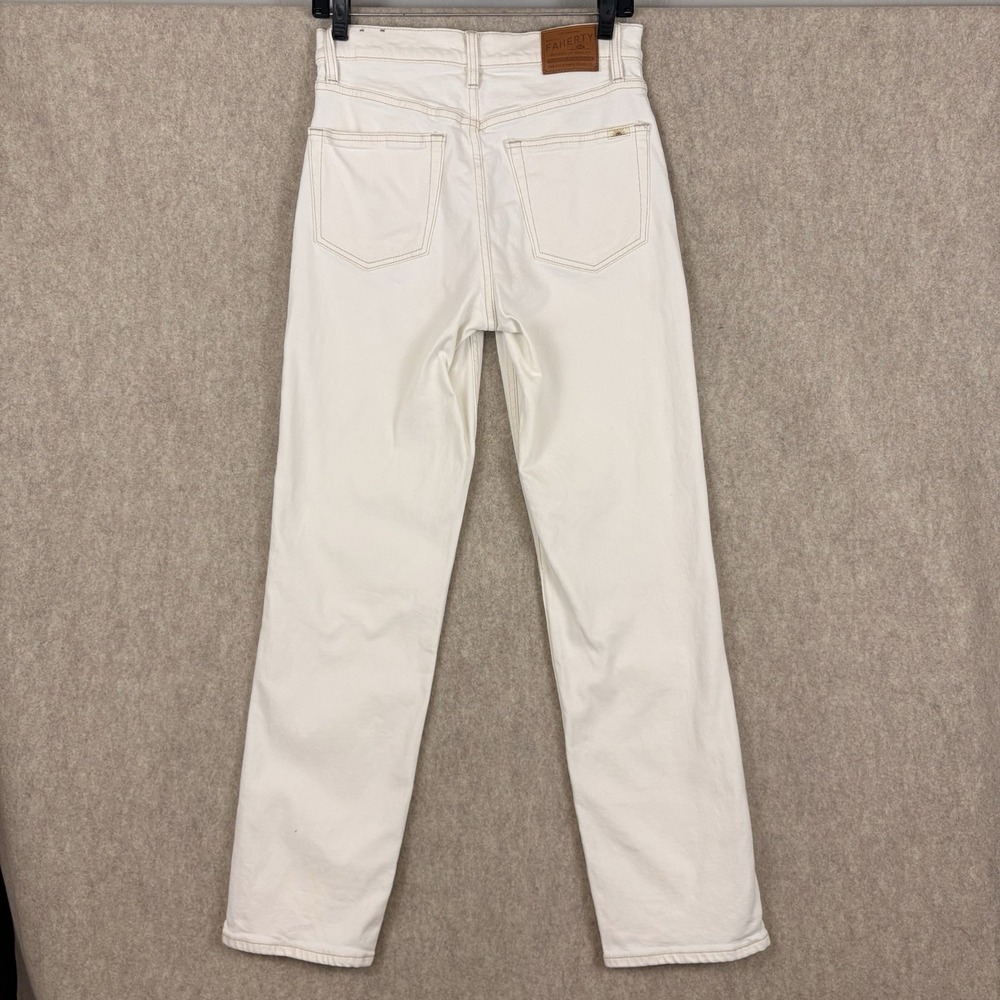 Faherty Women's Jeans Size 27 Cream/ Ivory Straight Leg High Rise Denim - Picture 6 of 12